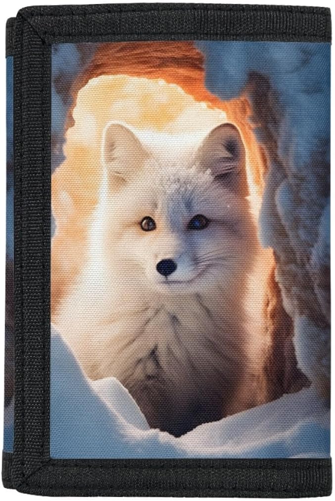 GLUDEAR Kids Boys Girls Wallet Trifold Youth Wallet Coin Pocket Card Holders Animal Wallets Money Organizer,Snow Cave Cute Fox - Image 1